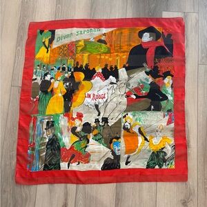 TOULOUSE LAUTREC MOULIN ROUGE SILK SQUARE SCARF 34" X 35"